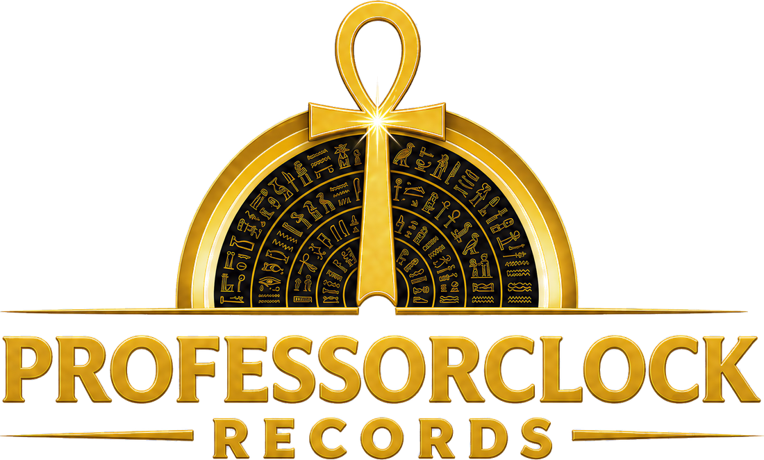 ProfessorClock Records — gold ankh emblem over a hieroglyphic disc